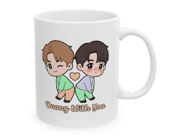 Duang With you Teetee Por Inspired Thai BL Couple Mug / Merchandising de la serie dramática tailandesa / Taza de café/té de 325 ml (11 oz) Regalo para fans de Domundi GMMTV