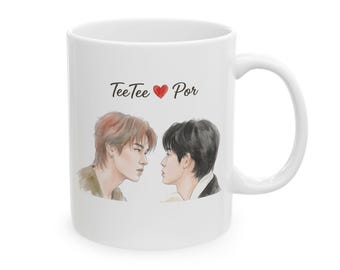 Teetee Por Duang With you, taza inspirada en la pareja tailandesa BL / Merchandising de la serie dramática tailandesa / Taza de café/té de 325 ml, regalo para los fans de Domundi GMMTV