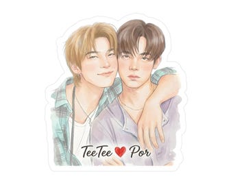 Pegatina TeeTee Por / Calcomanías de vinilo inspiradas en la serie BL tailandesa Duang With You / Merchandising para fans de la pareja Boys Love de Tailandia, accesorio para portátil, regalo