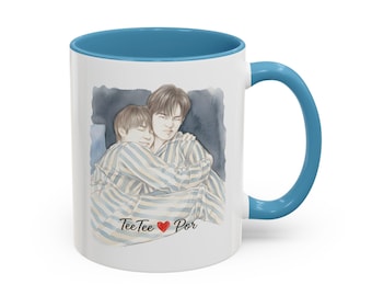 Duang With you Teetee Por Inspired Thai BL Couple Mug / Merchandising de la serie dramática tailandesa / Taza de café/té de 325 ml (11 oz) Regalo para fans de Domundi GMMTV