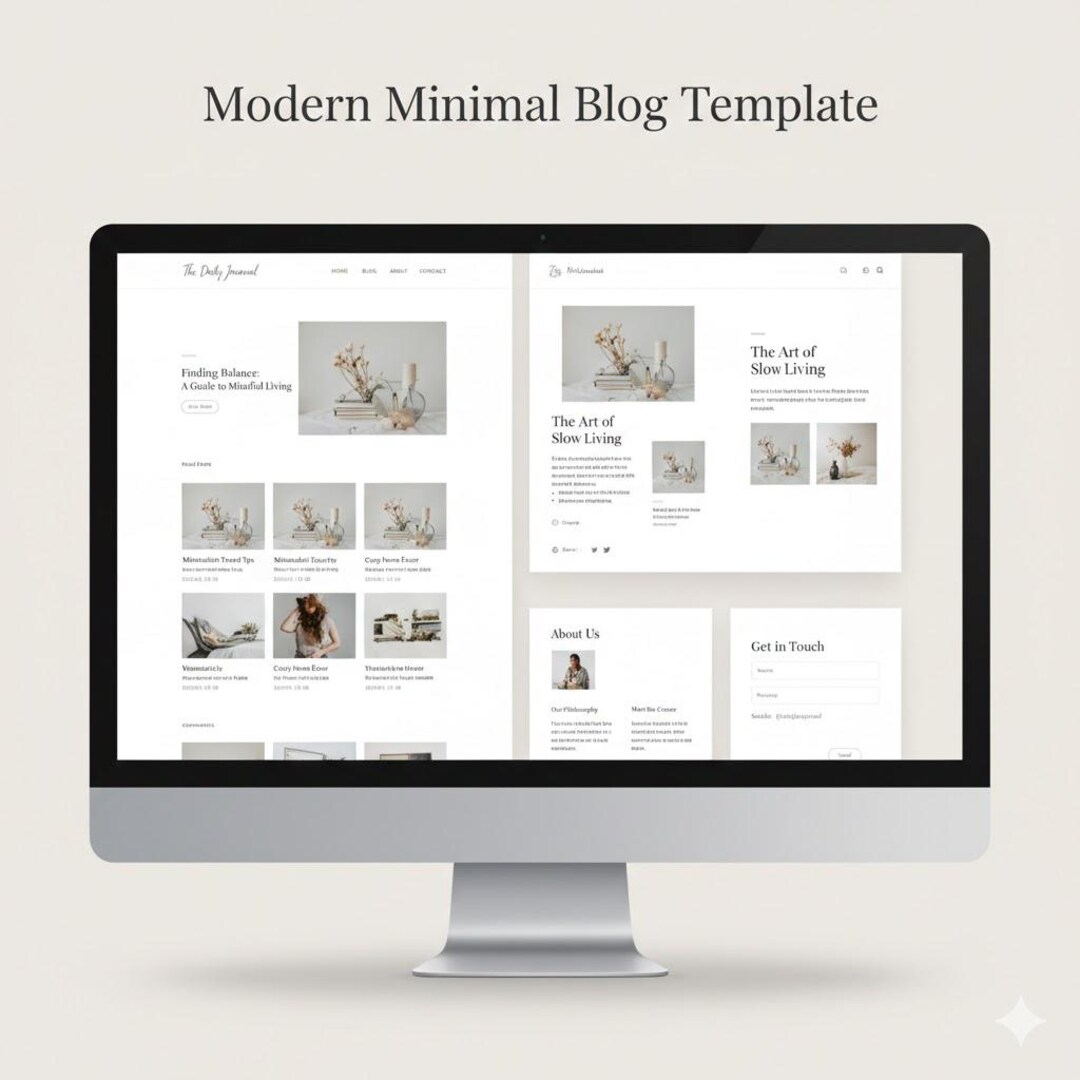 Minimal Blog Website Template, Modern Layouts for Canva (editable ...