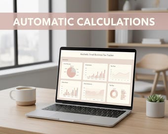 Small Business Tax Tracker Google Sheets, einfache Buchhaltungstabelle, Ausgabenbuch für Solopreneurs, ästhetischer Haushaltsplaner
