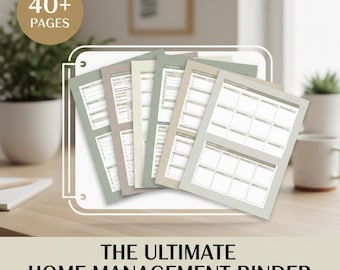 Ultimate Home Management Binder, Printable Household Planner, Emergency Info Kit, Cleaning Schedule, Meal Prep Organizer, Modern Life Admin