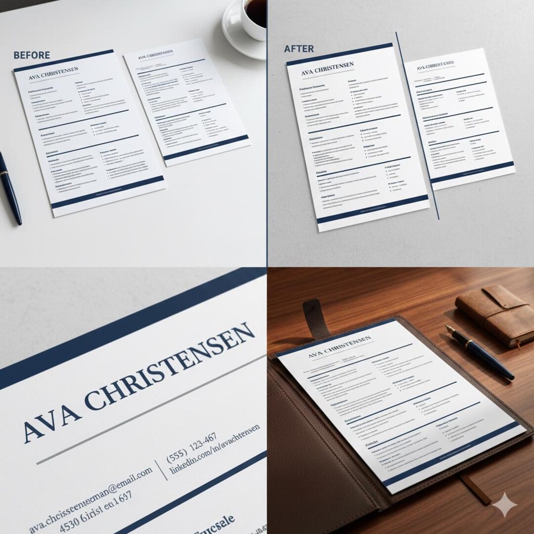 ATS Resume Template for Canva Professional CV Design With Cover Letter ...