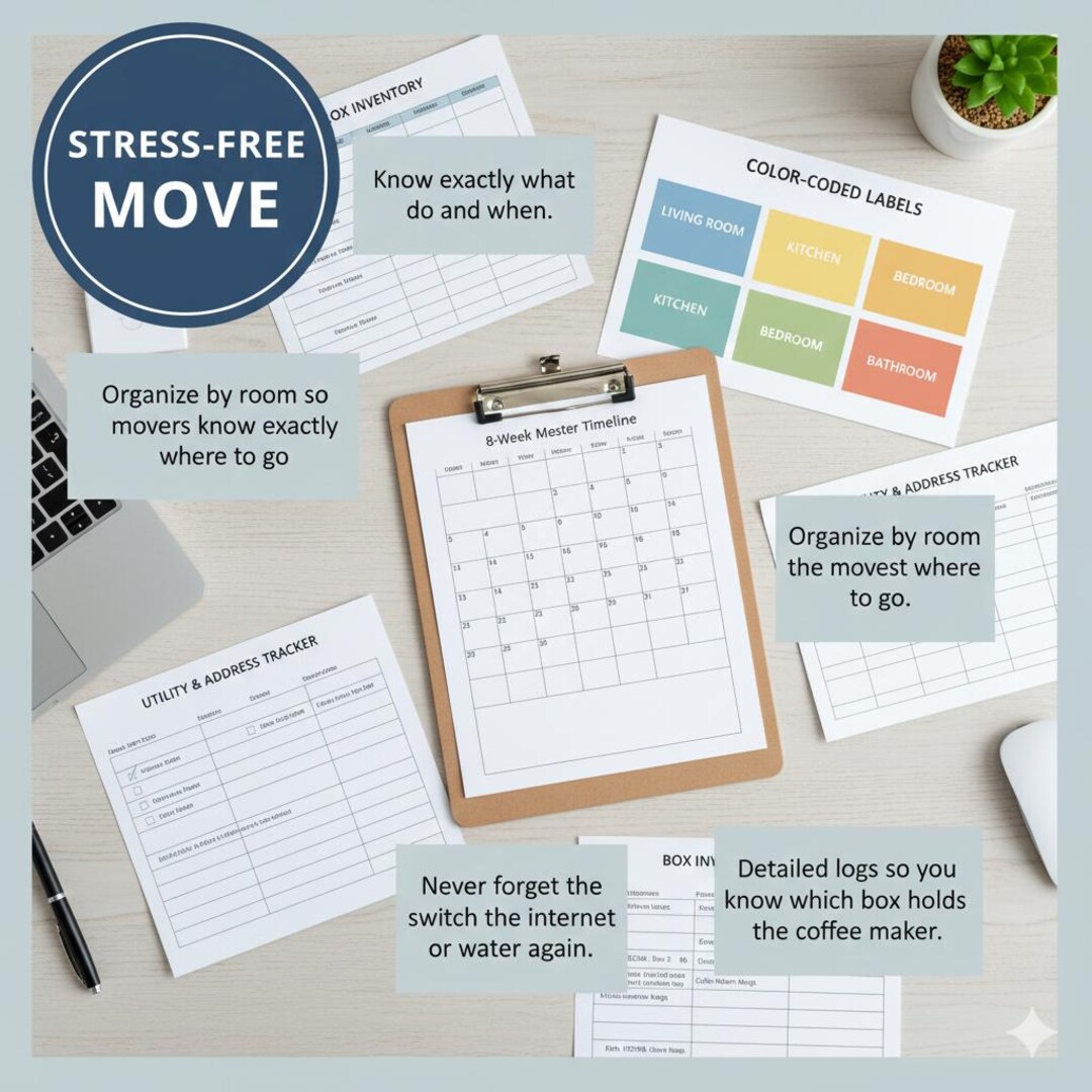 Printable Moving Planner Kit, Color Coded Labels (digital Download ...