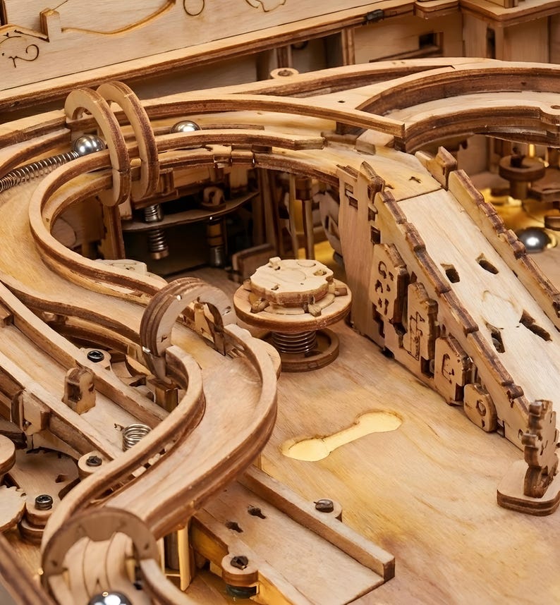 Pinball Ramp Track 3D Wooden Pinball Machine Puzzle – Vintage Mechanical Arcade Game Model ...