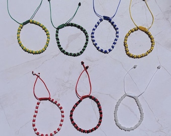 7 Orishas Adjustable Beaded Bracelets, Oshun, Yemaya, Orula, Ogun, Chango, Obatala, Elegua,