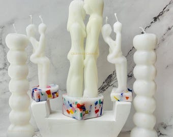 Pure Romance, Cleansing, Candles, Set, White Couples Candles, 7 Knots