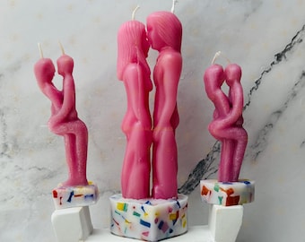 Romantic Pink Passion Candles, Figure Wax Candles