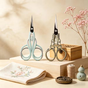 Vintage Tailor Scissors, Sharp Embroidery Snips, Stainless Steel Sewing Shears, Craft Supplies