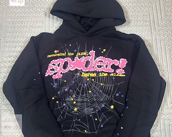 Sudadera con capucha y estampado de araña, estilo punk, estilo urbano, unisex, acogedora