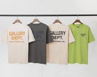 Camiseta Gallery Dept Hollywood CA, Camiseta minimalista de estilo urbano, Camiseta gráfica extragrande, Camiseta unisex de algodón
