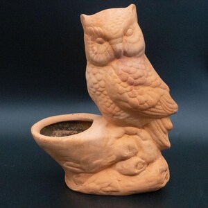 Rare Vintage Owl Terracotta Planter Small Plant Pot Garden Decor 8.5" Tall Used