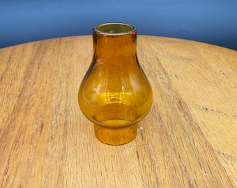Vintage Miniature 2” Amber Glass Oil Lamp Chimney Unique Very Tiny