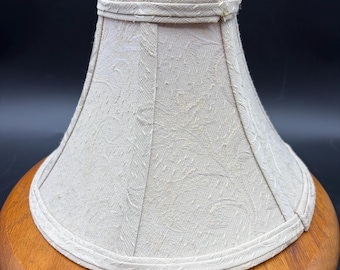 Vintage Beige Off-White Fabric Bell Lamp Shade Floral 6.5” Tall 10” Wide