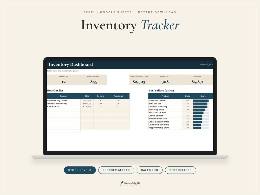File Inventory Systems Small Business Inventory Tracker, Stock & Sales Log, Reorder Alerts ...