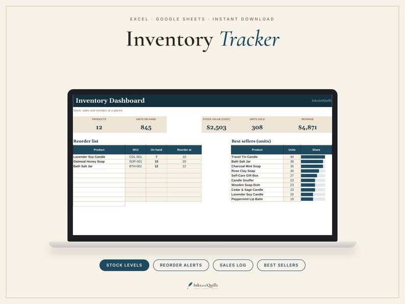 Small Business Inventory Tracker, Stock & Sales Log, Reorder Alerts ...