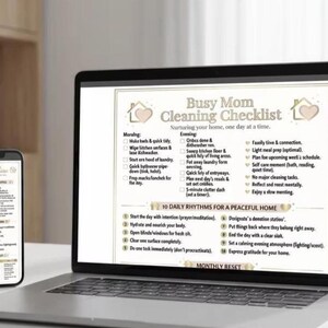 Busy Mom Cleaning Checklist | Daily & Monthly Planner (digital Download ...