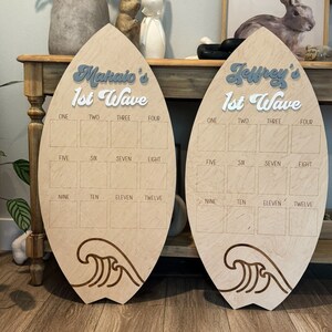 Surf Board One Year Board, Surf Theme Milestone Board, Big One 1st Year, 1st Wave Birthdat Party, 1st Birthday Surf Theme
