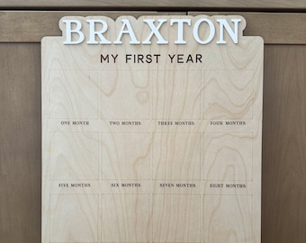 Checkered One Year Board, First Year Birthday, Milestone Photo Board, One Year Of, My First Year,  One Happy Year, Boho Boy, Checkered Birth