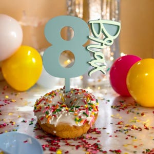 Personalized Birthday Cake Topper: Custom Name & Age, Party Decor