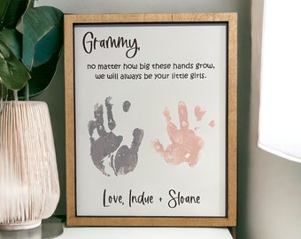 Mothers Day Handprint sign Gifts for Grandma, DIY Hand print Sign, Gifts for dad,Gifts for Grandpa, special keepsake, Grandpa, Mommy, dad