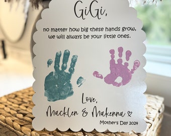 Mothers Day Handprint sign Gifts for Grandma, DIY Hand print Sign, Gifts for dad,Gifts for Grandpa, special keepsake, Grandpa, Mommy, dad