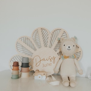 Half Rattan Wooden Daisy | Nursery Wall Decor for Girls Room | Boho Baby Shower Gift for Her | Daisy Bedroom Decor | Baby Girl Wall Art