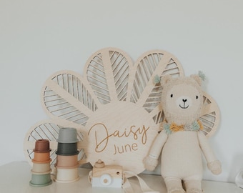 Half Rattan Wooden Daisy | Nursery Wall Decor for Girls Room | Boho Baby Shower Gift for Her | Daisy Bedroom Decor | Baby Girl Wall Art