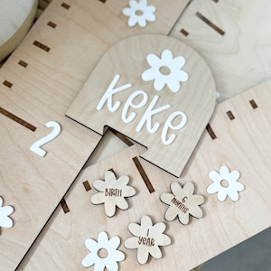 Floral Personalized Growth Ruler, Kids Growth Ruler, Growth Ruler Wood ...
