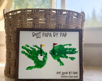 Father’s Day Golf Handprint Sign, Best Dad by Par Gift, Golf Theme Gift for Grandpa, Golf DIY sign for him, Golf Lover, Golf Kit from kids