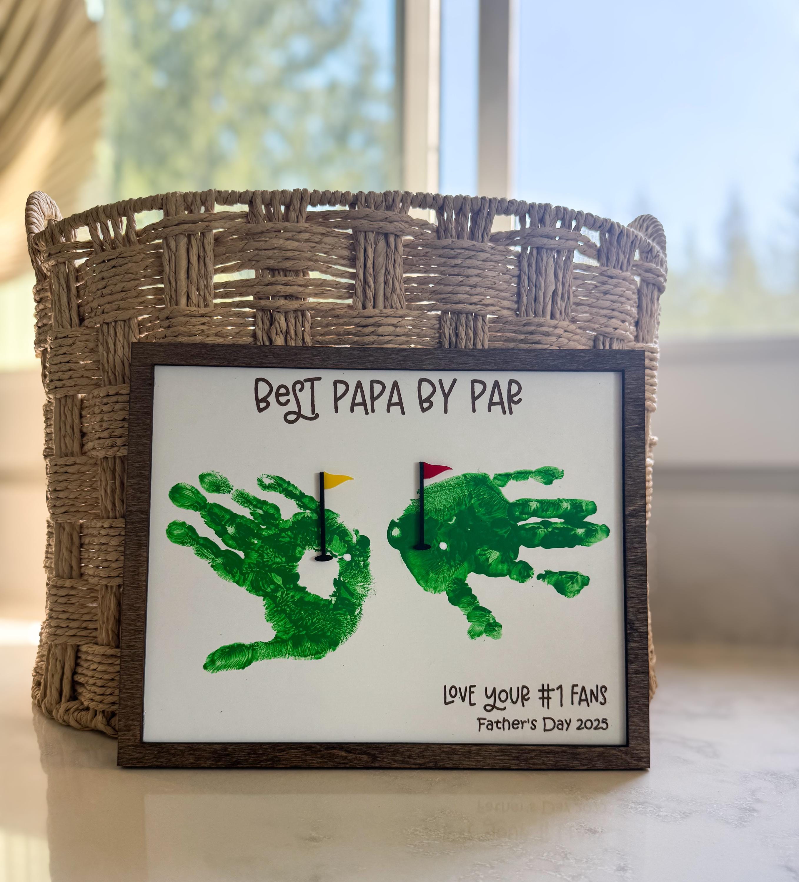Father’s Day Golf Handprint Sign, Best Dad by Par Gift, Golf Theme Gift for Grandpa, Golf DIY sign for him, Golf Lover, Golf Kit from kids