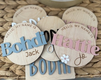 Personalized Baby Name Announcement Sign | Birth Announcement & Gender Reveal Decor, Baby Name Reveal, Wooden Name Plaque, Nursery Name Sign