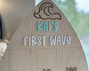 1st wave, Big One Birthday, One Year Of, 12 Months Of, Photography Prop, Babies 1st Birthday, Monthly Milestone, Large milestone board, Surf