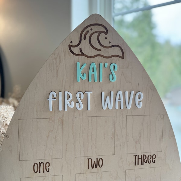 Surfboard 1st Birthday Milestone Board: Personalized Photo Prop