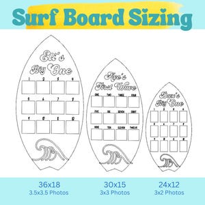 First Birthday Photo Board, Surfboard 1-12 Month Milestone Board, the ...