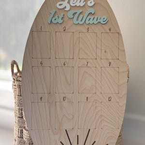 First Birthday Photo Board, Surfboard 1-12 Month Milestone Board, the ...