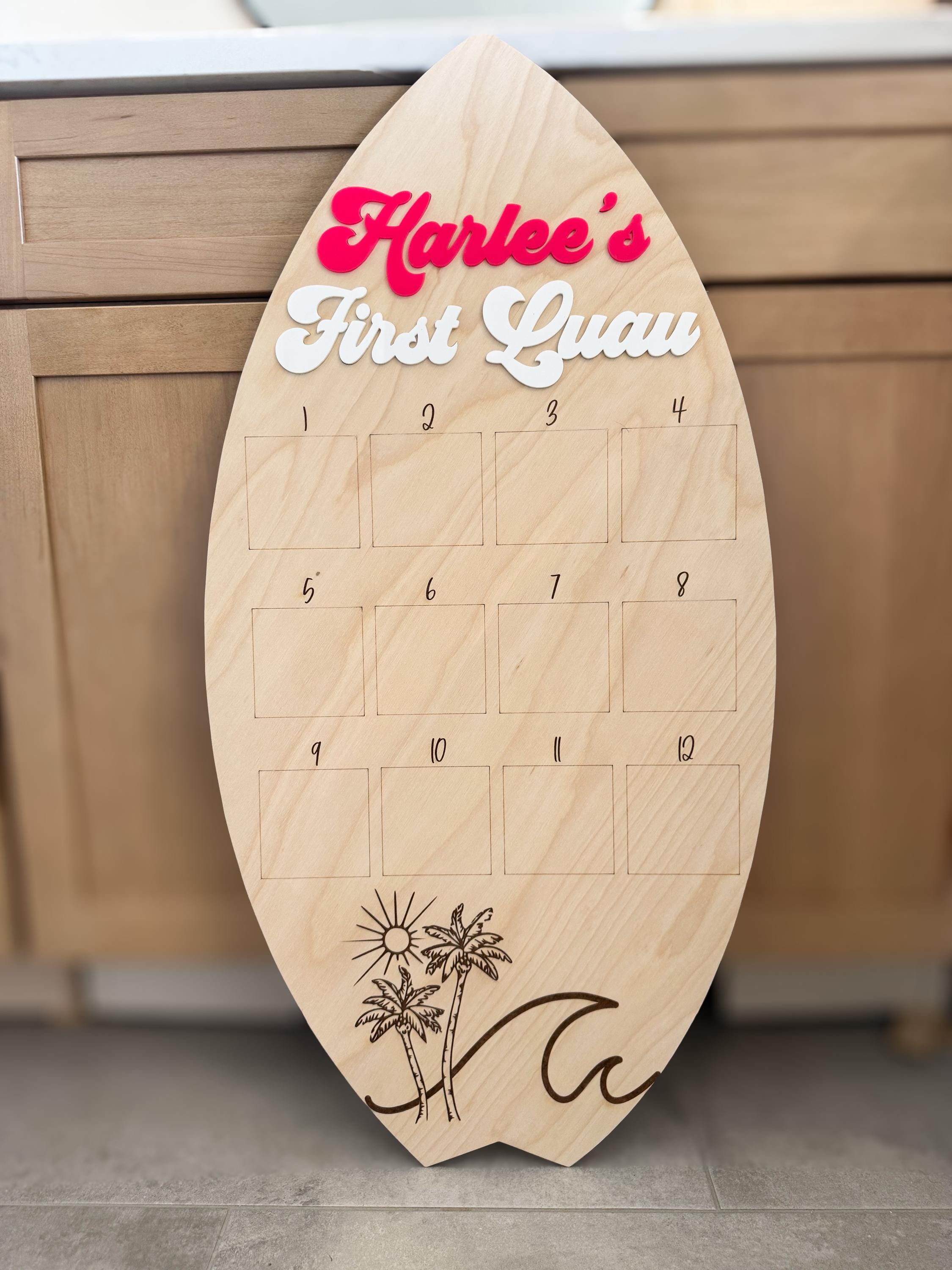 Surfboard First Birthday Photo Board - Big One - First Wave , Milestone ...