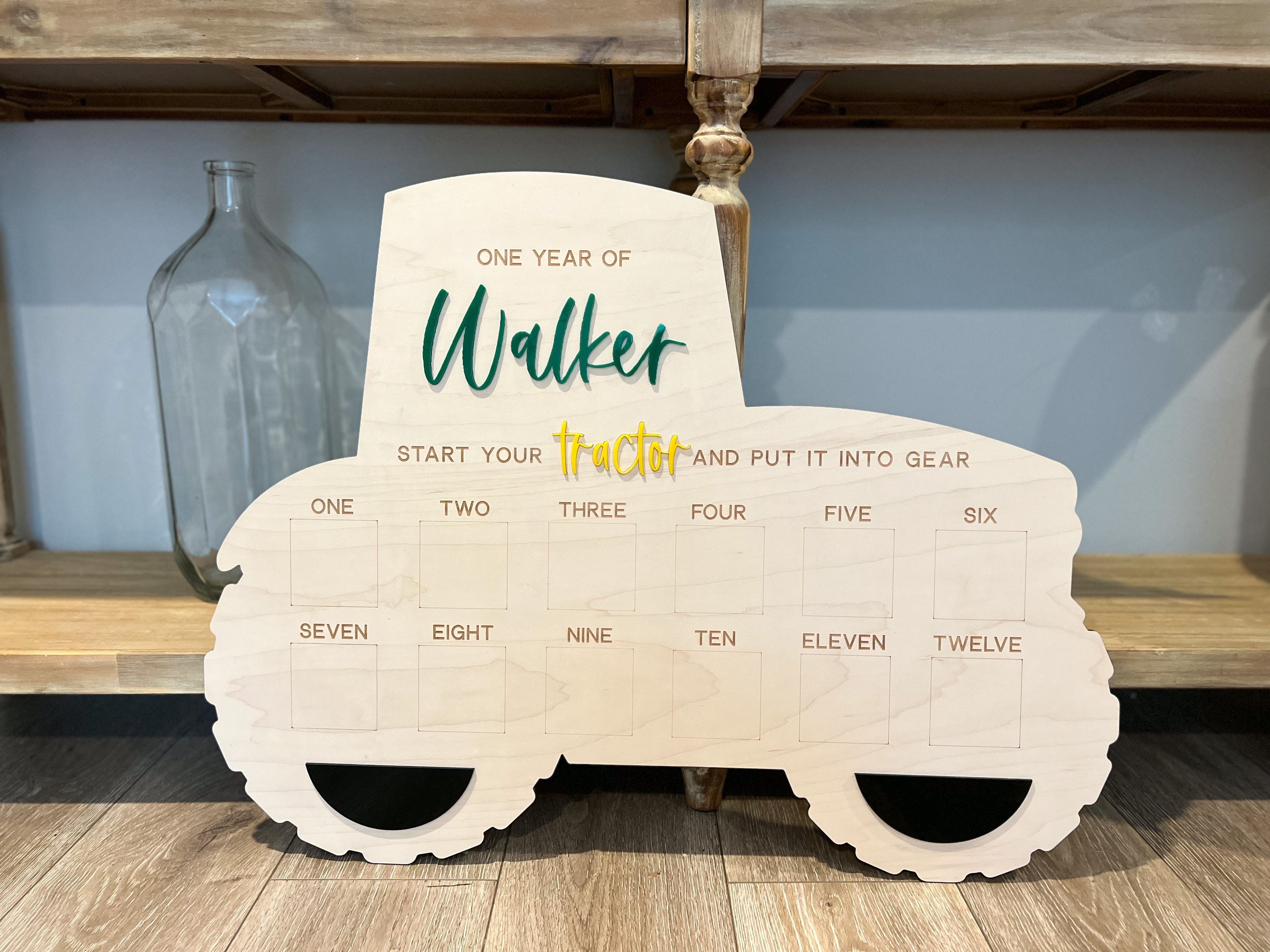 Tractor 1st Birthday Milestone Board: Personalized Photo Prop
