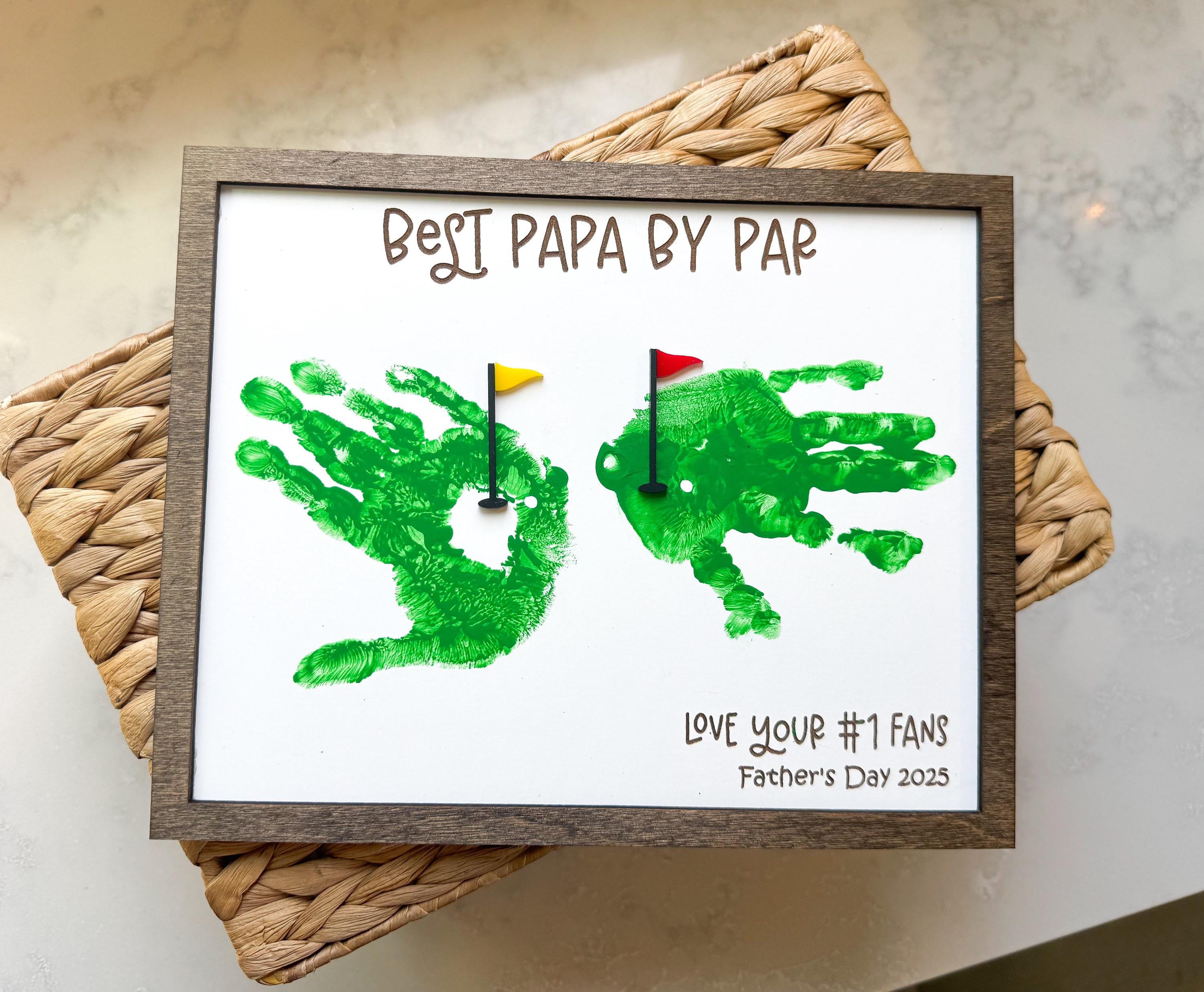 Father’s Day Golf Handprint Sign, Best Dad by Par Gift, Golf Theme Gift for Grandpa, Golf DIY sign for him, Golf Lover, Golf Kit from kids