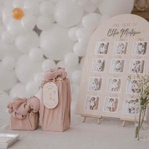 One Year Photo Board | Baby 1st Birthday Milestone Sign | 12 Month Picture Display | First Birthday Decor