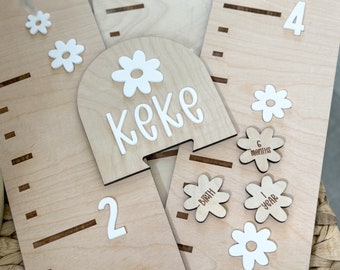 Floral Personalized Growth Ruler, Kids Growth Ruler, Growth Ruler wood, Wooden growth chart, Wooden family ruler, Keepsake, Girls Room Decor