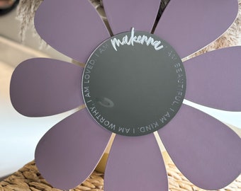 Personalized Flower Mirror: Affirmation Decor, Nursery Decor