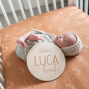 Personalized Baby Name Announcement Sign - Round Engraved Name Reveal | Fresh 48 Hospital Sign | Newborn Name Plaque