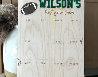First Down Football Milestone Board - One Year Birthday Keepsake Sign - Most Valuable Player
