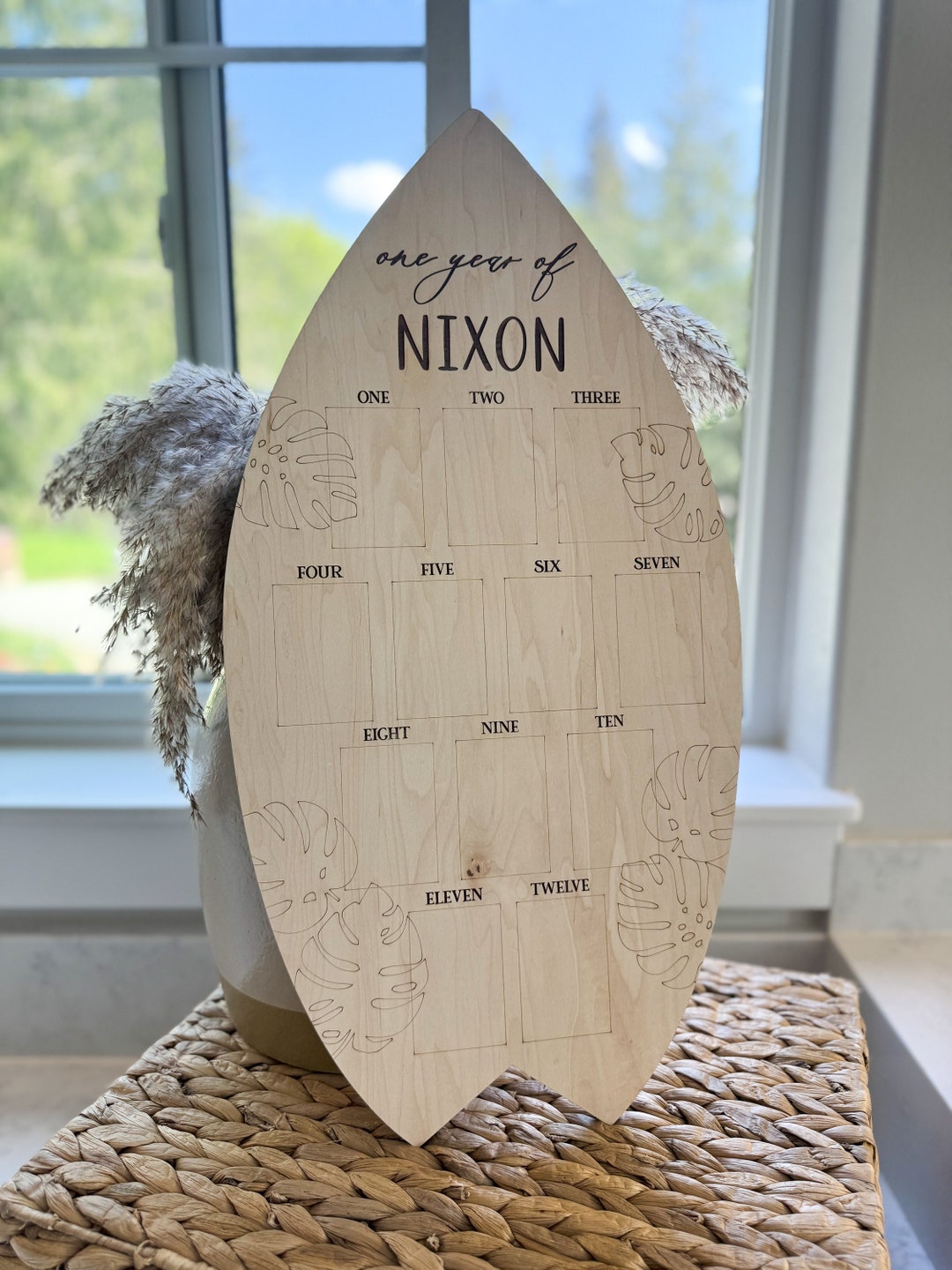 Monstera Surfboard First Year Photo Sign: Tropical Birthday Decor - Etsy
