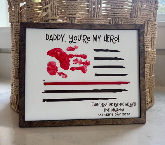 Firefighter Father’s Day Handprint Flag Craft | My Daddy Is My Hero Gift | Kids DIY Firefighter Keepsake | Patriotic Handprint Gift