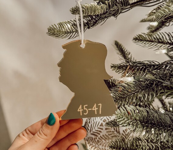 Trump 45-47 Ornament: Mirrored Acrylic, Conservative Gift