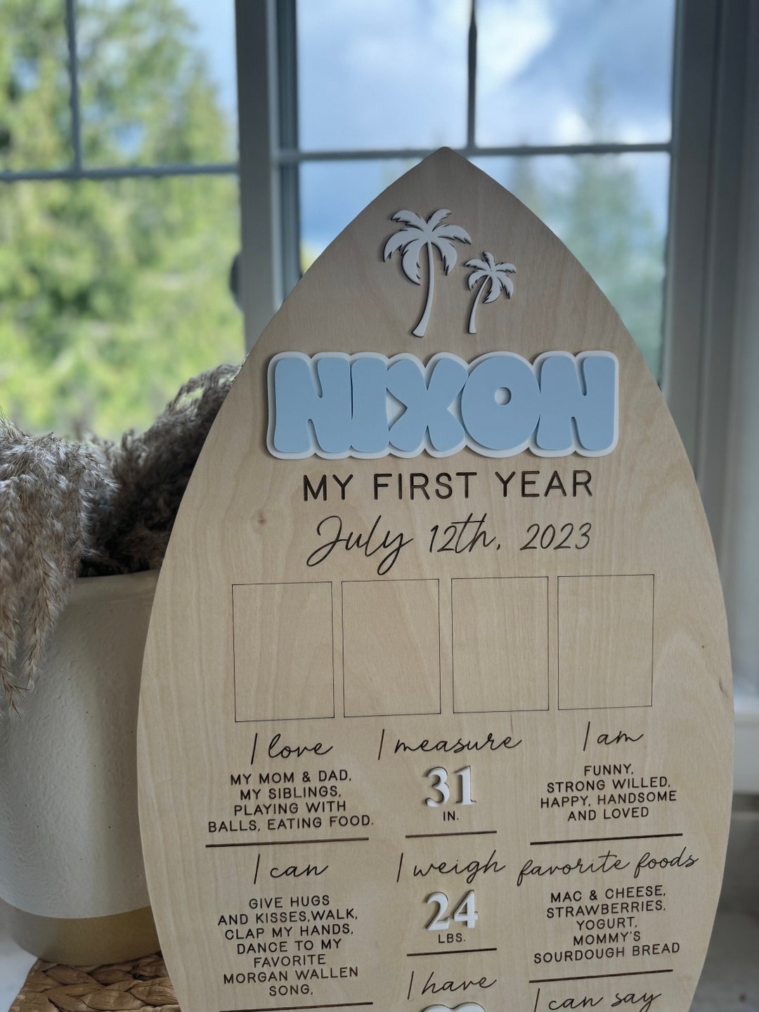 Surfboard First Birthday Milestone Board: Photo Prop, 'all About Me' - Etsy