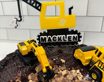 Excavator Cake Topper: Personalized Construction Birthday Party Decor